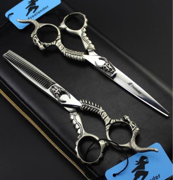 

6inch ander hair shears hair scissors 440c cow head hairdressing scissors flat teeth shears send with bags thinning scissors