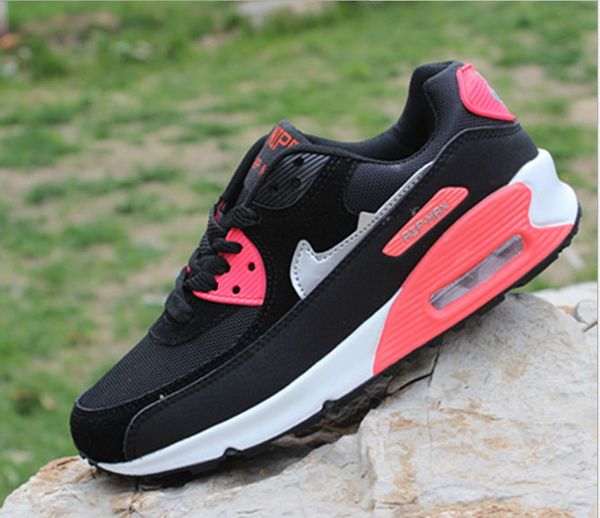

2019 Mens Sneakers Shoes classic 90 Running Shoes Black Red White Sports Trainer Air Cushion Surface Breathable Sports Shoes 36-45