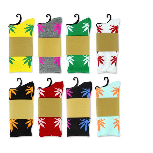 

38colors christmas plant life socks for men women cotton socks skateboard hiphop maple leaf sport socks dhl, Pink;yellow