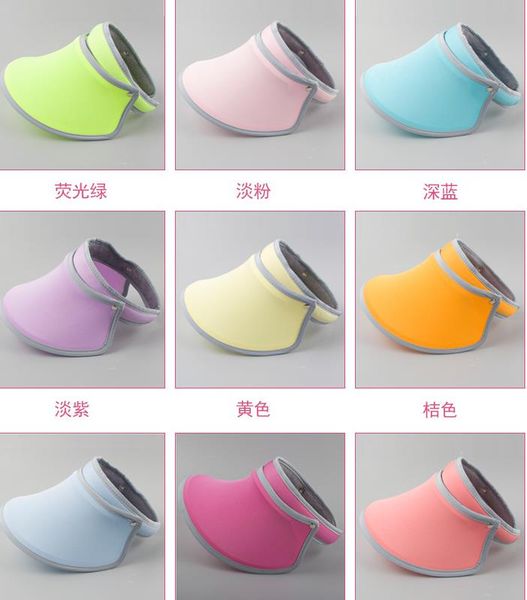 

candy colors sun visors brand new men lady wide brim hats sun hat sports cap casual cap sunvisor tennis golf adjustable headband hat, Blue;gray