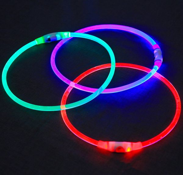 Novidade iluminação USB recarregável brilhando animal de estimação cão colar para a segurança noturna, moda luz piscando tubo pequeno médio grande