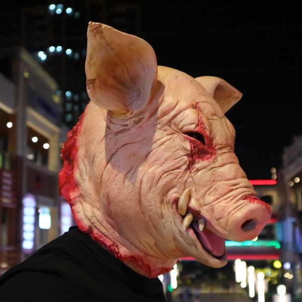 Acheter Gros Nouveau Faux Cochon Masque Nouveau Adulte Effrayant Visage Horreur Halloween Partie Animal Cochon Masque Costume Halloween Drôle Cosplay