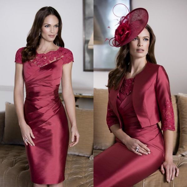 

элегантное короткое платье для матери невесты grrom для вечеринок до колен платье для матери с прозрачным вырезом и кружевными аппликациями, Black;red