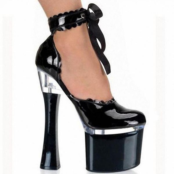 

customize patent leather pump extreme high heel 18cm with platform 8cm women shoes fetish pump ladies shoes d0178, Black