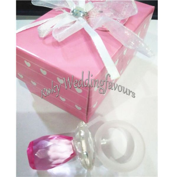 SPEDIZIONE GRATUITA 12 PZ Collezione Crystal Baby Choice Crystal Baby Pink Ciuccio Bomboniere 1a Festa di Compleanno Regali Baby Shower Idea