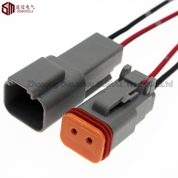 Cinza Deutsch DT06-2S e DT04-2P 2Pin Motor / Caixa de Velocidades conector elétrico à prova d 'água, plugue DRL para carro, ônibus, caminhão, barcos