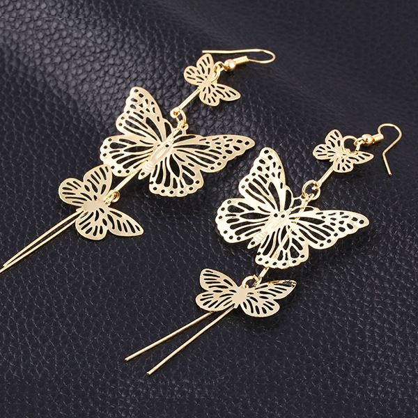 

fashion punk rock style dangle earrings nightclub exaggerated hollow butterfly pendant earrings character earrings accessories ing