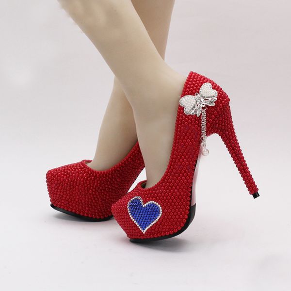 

womens red pearls wedding bridal shoes high heel stilettos pumps wedding ball club shoes evening party high heels, Black