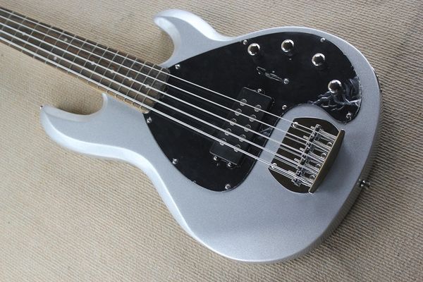 

music man 5-струнный бас erine ball stingray металлическая щепка серый электрогитара 9 в аккумулятор активные датчики черный накладка chrome