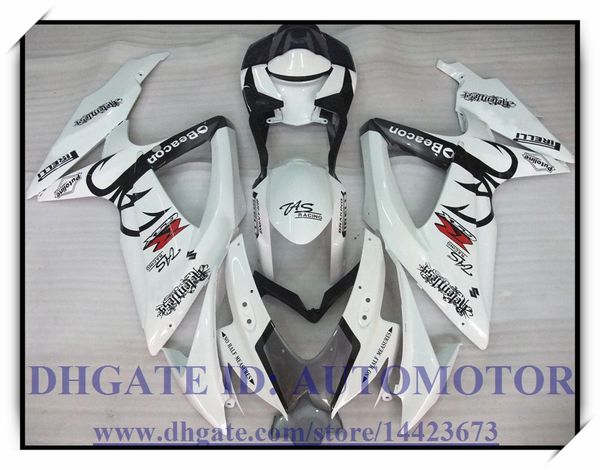 

инъекции 100% новый обтекатель комплект подходит для suzuki gsxr600 k8 2008 2009 gsxr750 2008 2009 gsx-r600 gsx-r750 08-09 цвет белый #ha635