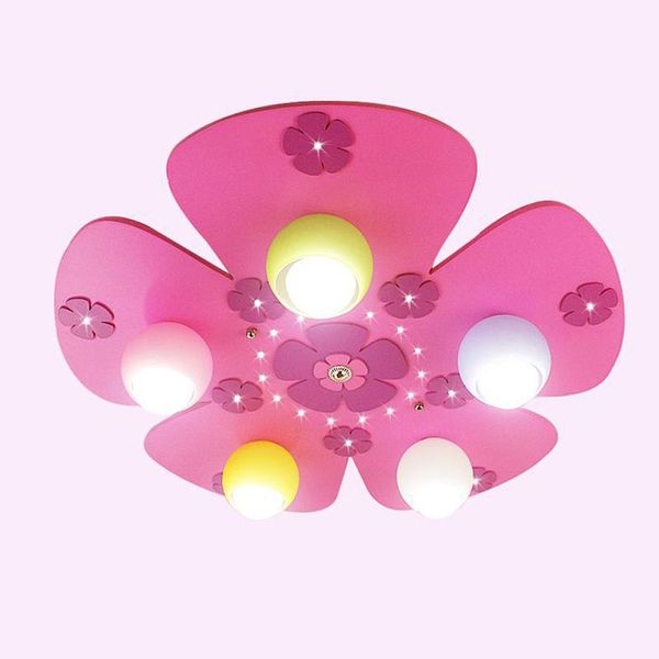 2020 Cute Cartoon Pink Flowers Children S Room Ceiling Lamps