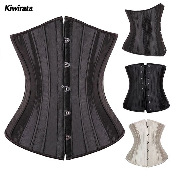 

wholesale-x 26 spiral steel boned women waist trainer cincher shapewear underbust corsets and bustiers lingerie plus size s-6xl, Black;white