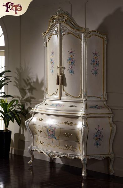 2019 Italian Classic Furniture Manufacturer Antique Bedroom Furniture Luxury Hand Carved Wardrobe Solid Wood French Rococo Wardrobe From