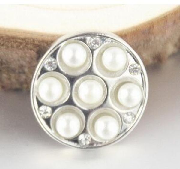 

new arrival 18mm 20mm zinc alloy pearl holand noosa chunks snap button charm giner button with white rhinestone diy personality noosa button