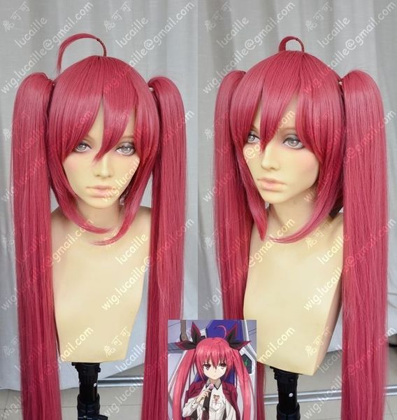 Atacado data de envio livre Um Estilo Vermelho Escuro moda ao vivo Kotori Itsuka peruca cosplay + 2 Ponytails