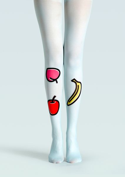 

viken plan creative designer tights socks girls high waist summer thin socks female meias fruit ing, Black