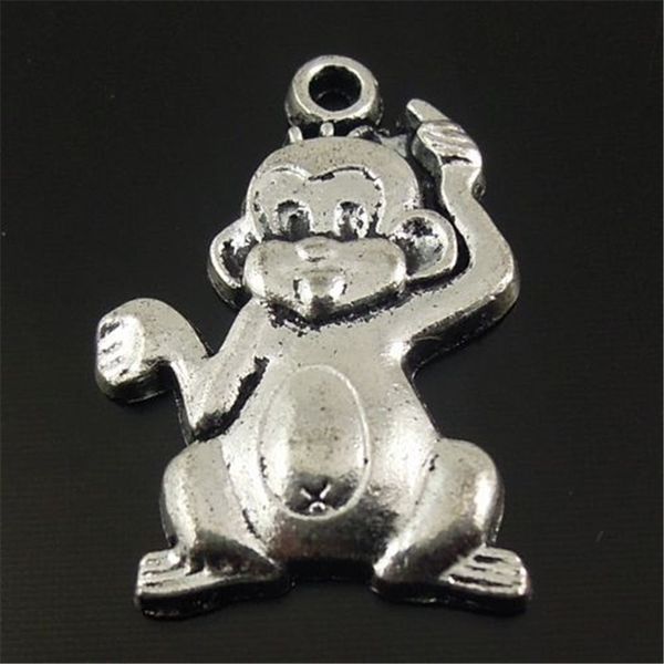 

35pcs antiqued style silver color cute monkey dangle pendants finding 20*17*2mm jewelry making, Bronze;silver