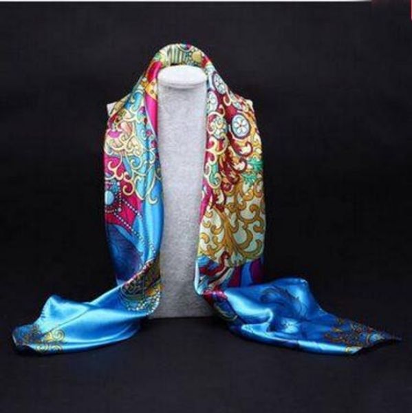 

2016 new euro scarf pop painting floral house shawls size scarves big women women silk girl oil new fashion wraps arrival 90*90cm femal xdns, White;black