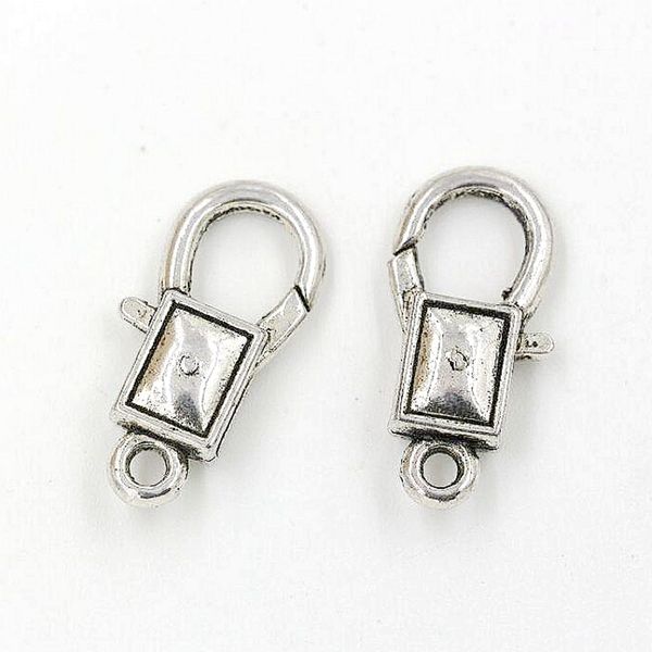 100PCS lots New Antique silver alloy Fancy Lobster Clasps Connector For Jewelry Making Bracelet Necklace DIY Accessories 27.5x14mm