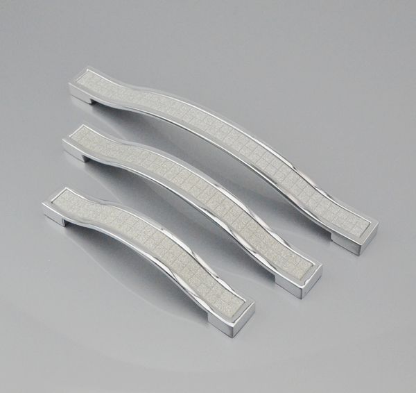 Modern Silver Crystal Furniture Handles Chrome Door Knobs Dresser