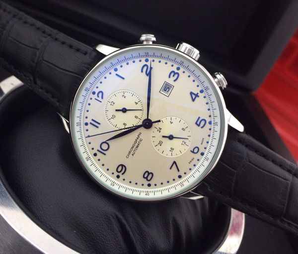 

Black leather luxury brand fa hion mechanical men tainle teel gold automatic movement watch men elf wind watche