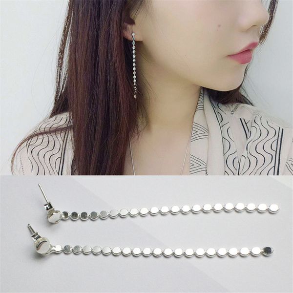 

925 sterling silver long dangle earrings girls hanging long chain ear drop earings pierced jewelry for women