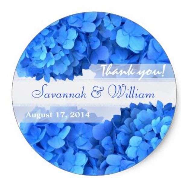 

1.5inch blue hydrangeas thank you reception stickers