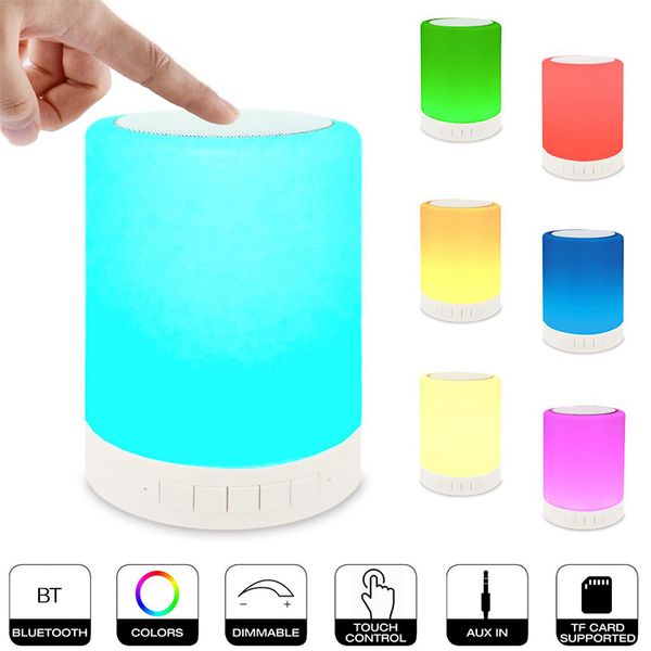 

Surround Sound Speakers Small Lamp 7 Color LED light Long Play Time Mini Blutooth Speaker Wholesale Subwoofers support Micro SD Card TF