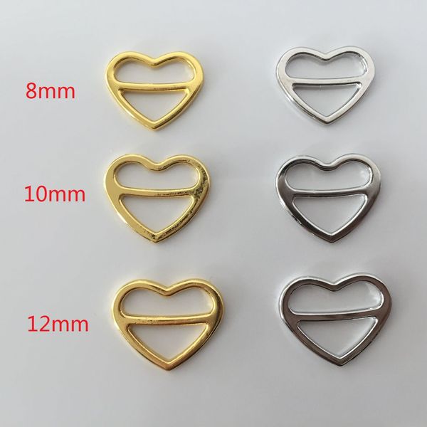 

100 pcs / lot bra alloy heart shape sliders strap adjuster, Black