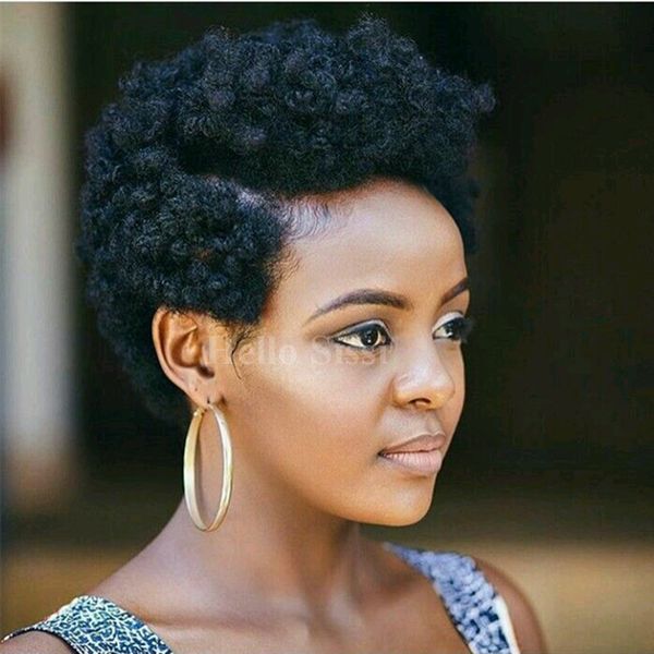 Tight Afro Kinky Curly Celebrity Short Bob Cut Wigs With Baby Hair