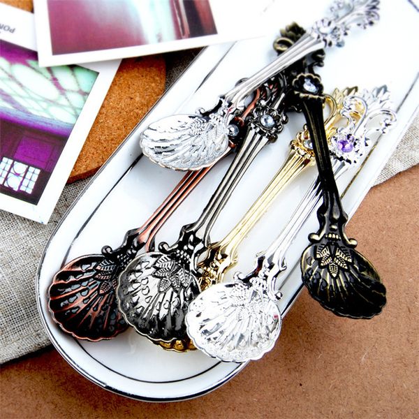 

vintage alloy coffee spoon crown palace carved dining & bar tableware small tea ice cream sugar cake dessert dinnerware spoons scoop ib452