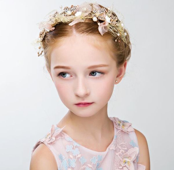 2020 Butterfly Design With Pearls Girls Head Pieces Children Hair