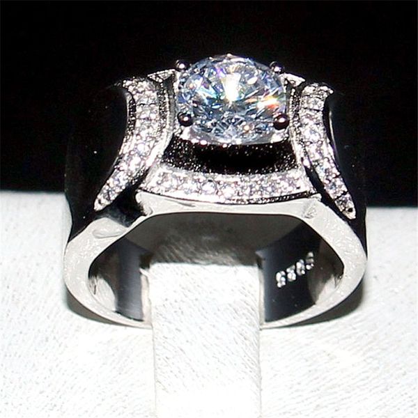 Feiner Schmuck, 100 % Silod-Ring aus 925er-Sterlingsilber, Rundschliff, 1,2 Karat Diamant-Edelstein-Ringe, Verlobungs- und Eheringe, Ring für Männer und Jungen als Geschenk