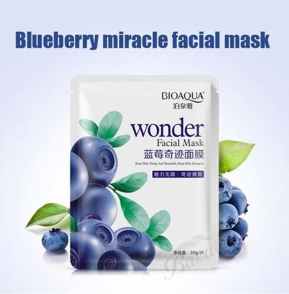 Bioaqua Blueberry Facial Mask Sheet Feuchtigkeitsspendende Hautlifting-Gesichtsmasken Gesichtspflege Pig Nose Masker Beauty Agless