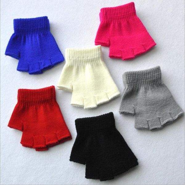 

fashion chlidren wrist fingerless gloves mittens for kids warm spring winter gloves solid fingerless guantes 5-14y kids yya456, Blue;gray