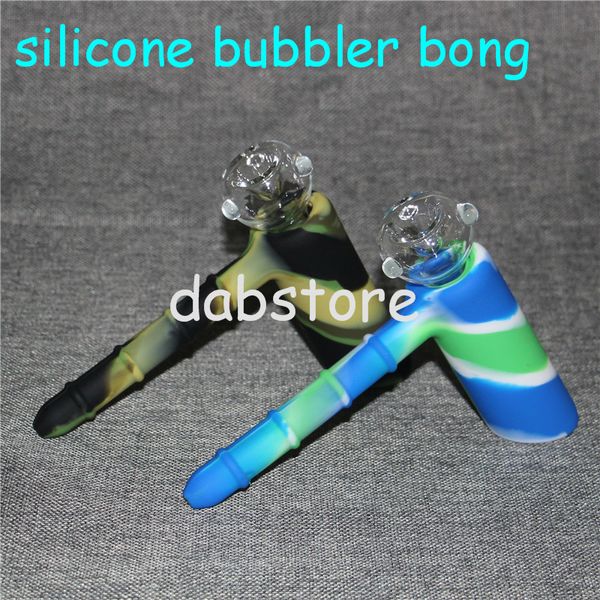 Nuovo martello in silicone 6 fori silicone percolatore gorgogliatore pipa ad acqua matrice tubi per fumare pipa per tabacco bong bong soffione doccia perc due funzioni