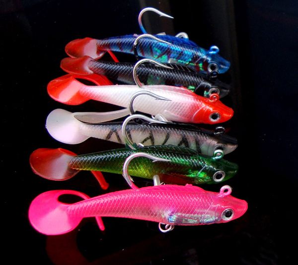 

3D Rubber Fishing Soft Bait Lure Worm Lead Fish Curly Tail Mustad Hook Super Attraction Grub Jig Head Baits 9.5cm 18g