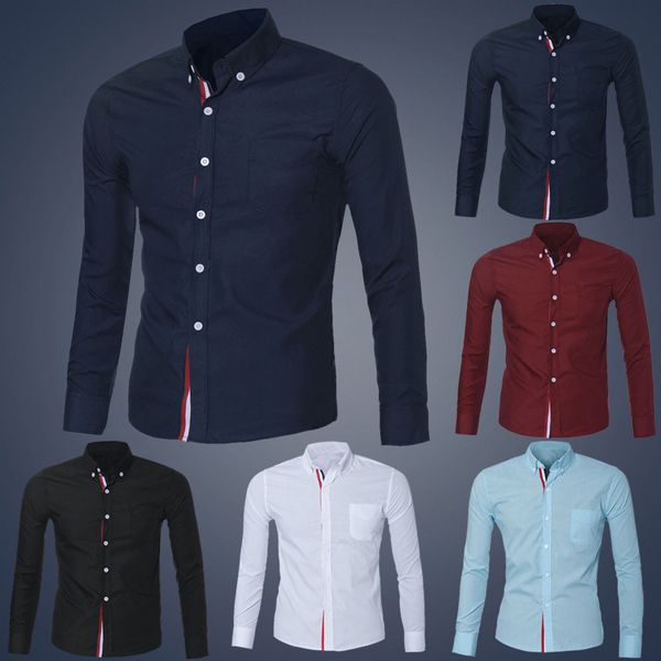 

wholesale- kimisohand 20176 fashion mens luxury long sleeve casual slim fit stylish dress shirts men plus size ing, White;black