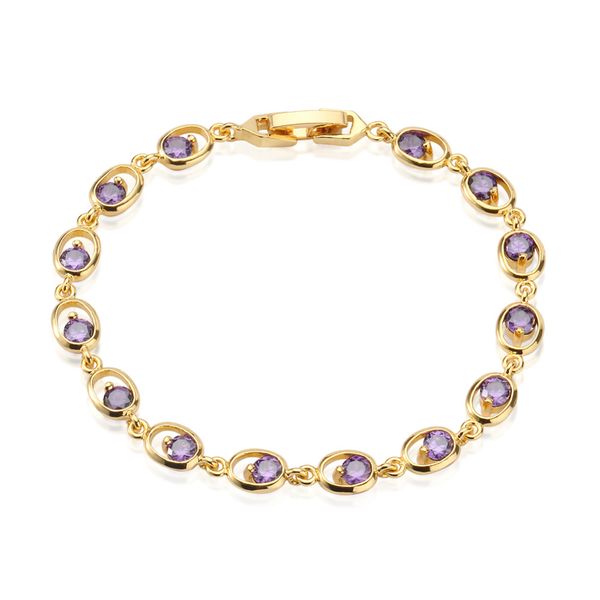 

mysterious amethyst 18k yellow gold plated oval shape tennis bracelet women's party jewelry ing, Black