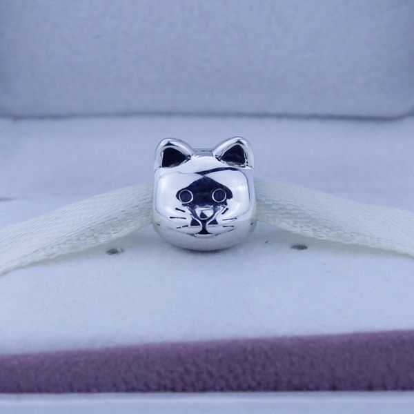 

authentic 925 sterling silver beads cat silver charm fits for pandora jewelry bracelets & necklace christmas gifts 1pc/lot, Black