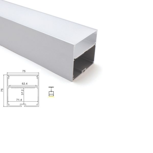 50 x 1 m Sätze/Los U-förmiges LED-Aluminiumprofil und supergroßer quadratischer Alu-Kanal für Aufhängung oder Pendelleuchte