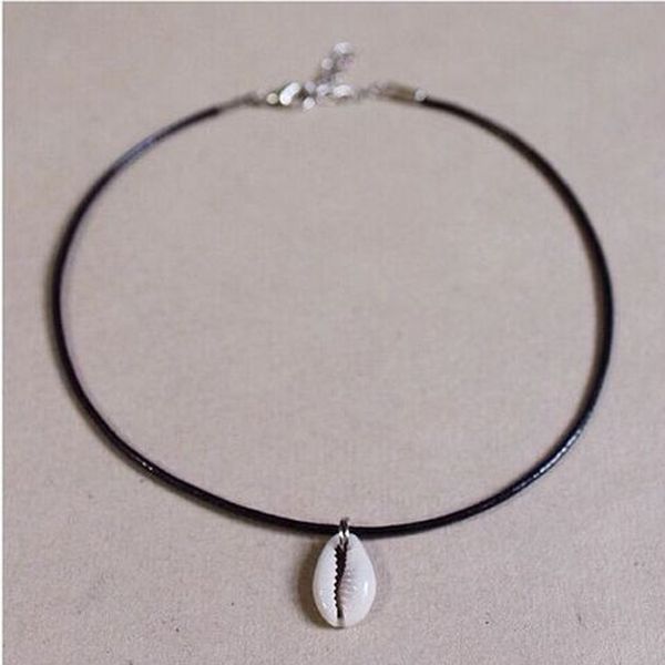 

wholesale- harajuku boho street chic simple look cowrie sea shell choker necklace women designer collana for custome punk for christmas, Silver