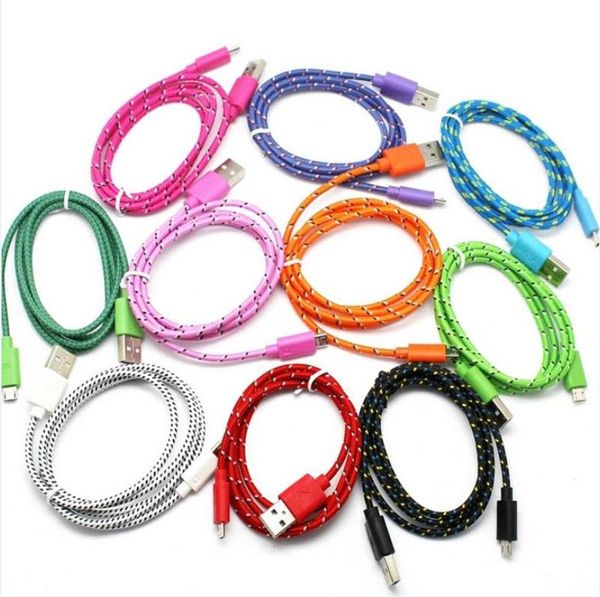 

1m/2m/3m braided wire micro usb cable 3ft sync nylon woven charger cords for samsung galaxy s3 s4 s6 for blackberry for sony