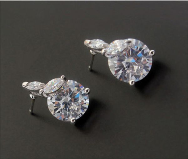 

stud earrings jewelry fashion women brief zircon platinum plated circles earrings, Golden;silver