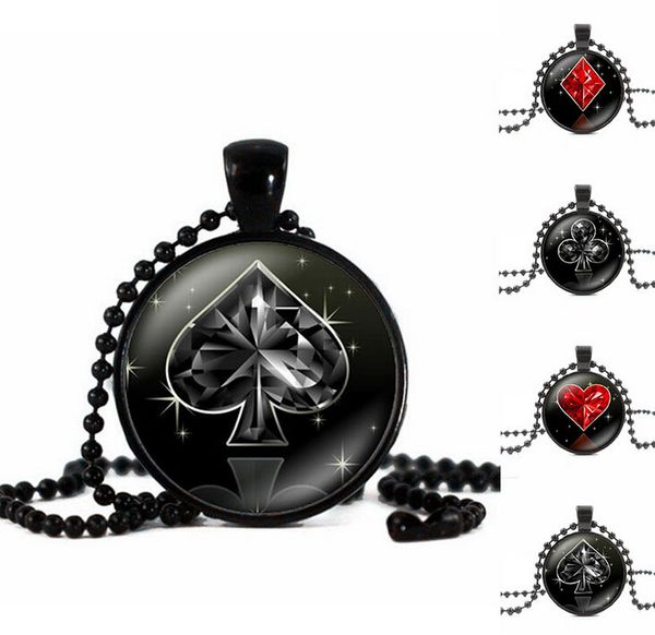 

10pcs/lot poker style pendant necklaces silver black color universe gemstone pendant necklaces mix style 2016 july style