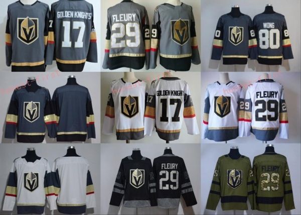 

2017-2018 New season Stitched 18 James Neal 17 Blank #29 Marc-Andre Fleury 80 Tyler Wong Blank Ice Hockey Jerseys Grey White