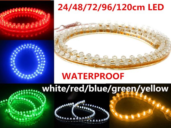 Auto-LED-Streifen, superhell, 3 mm, 24, 48, 72, 96, 120 cm, wasserdicht, flexibel, für Boot, Fahrrad, Hecknummer