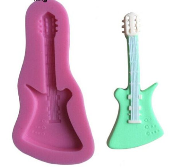

wholesale- 1 pc 3d guitar music shape silicone mold jelly chocolate mold 10.3x5.3x0.9cm fondant cake decorating tools mould for soap e161