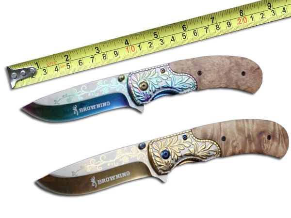 

Browning Pretty Pattern EDC Pocket Folding Knife Fast-Open 5Cr13 58HRC Blade 2 Style Survival Hunting Knife Gift F739L