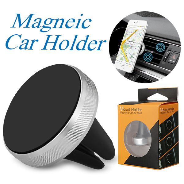 Supporto per auto universale magnetico per presa d'aria per montaggio su auto Forte rotazione magnetica a 360 gradi per telefoni con scatola al minuto